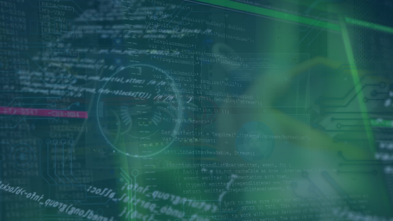 animación del procesamiento de datos financieros a través de la sala de servidores