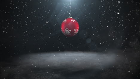 animated close up white snowflakes and red balls 3