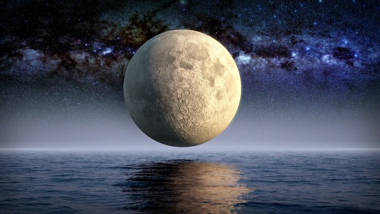 Lua vista debaixo d'água