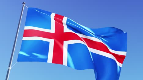 icelandic flag video - 3d iceland flag loop footage at day light