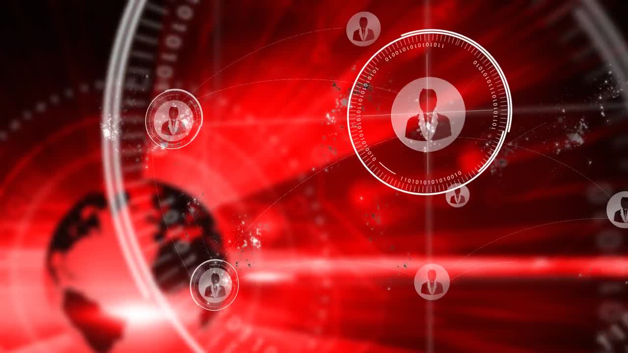 빨간색 배경으로 연결 네트워크의 애니메이션