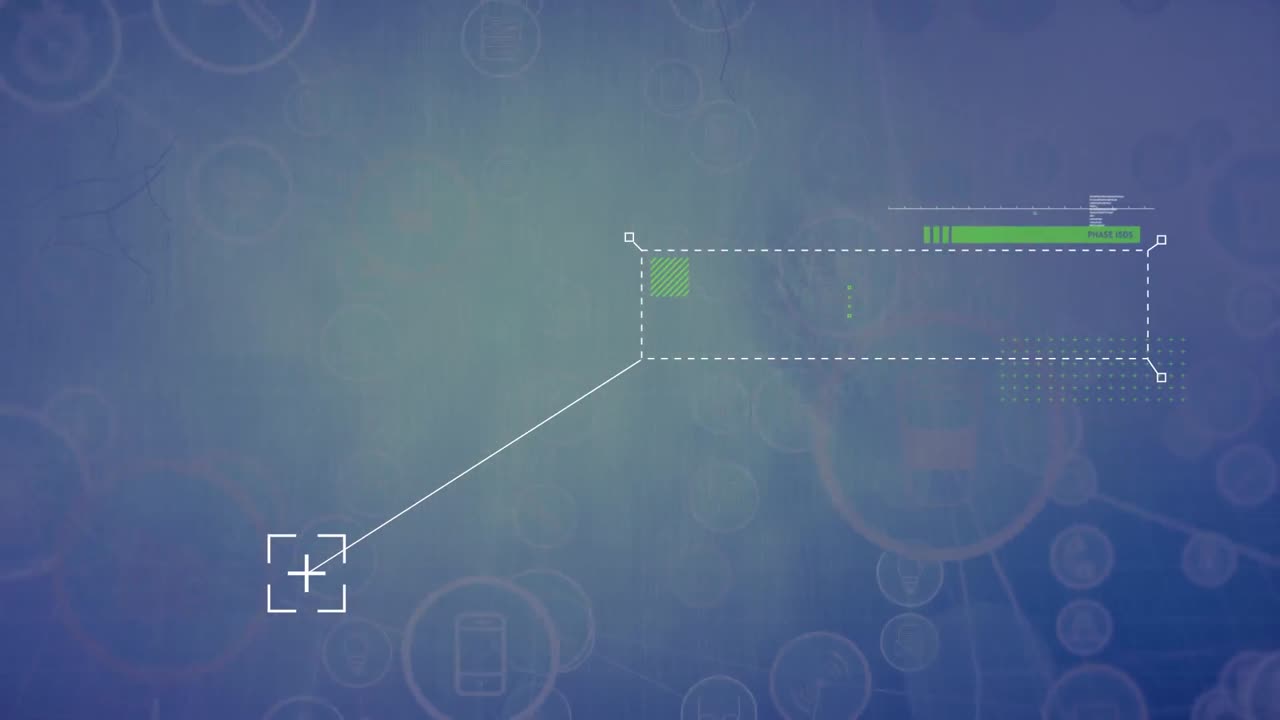 animación de la red de conexiones con iconos sobre el marcador