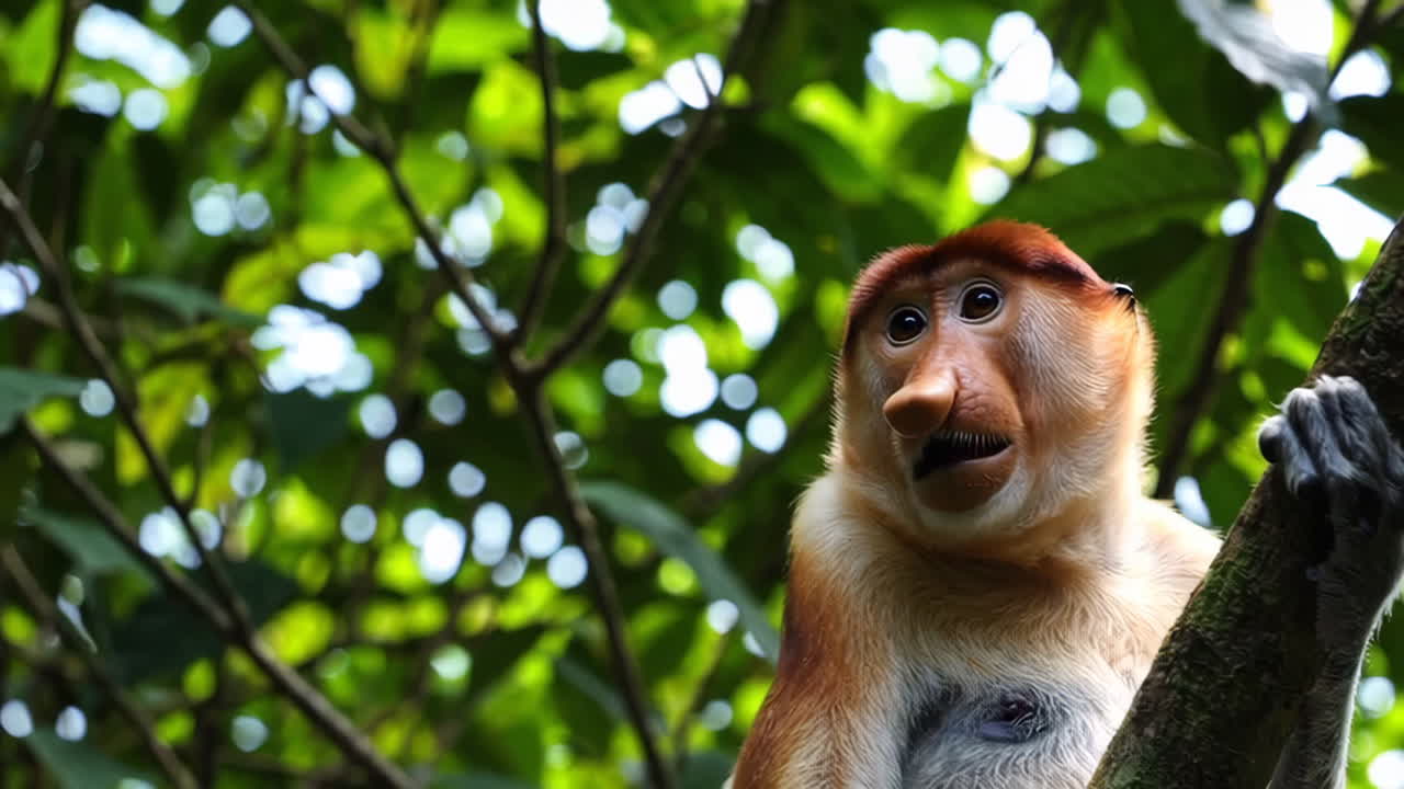Proboscis Monkey in a Tropical Forest