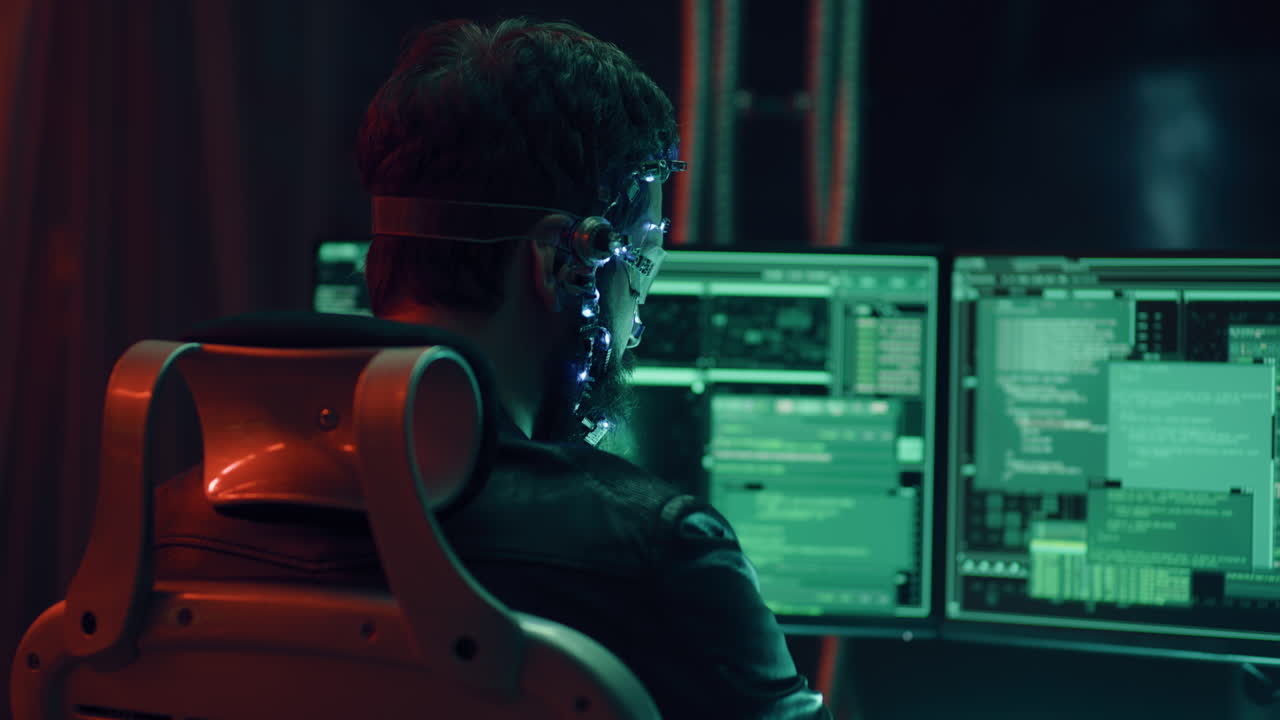 programador en el entorno cyberpunk