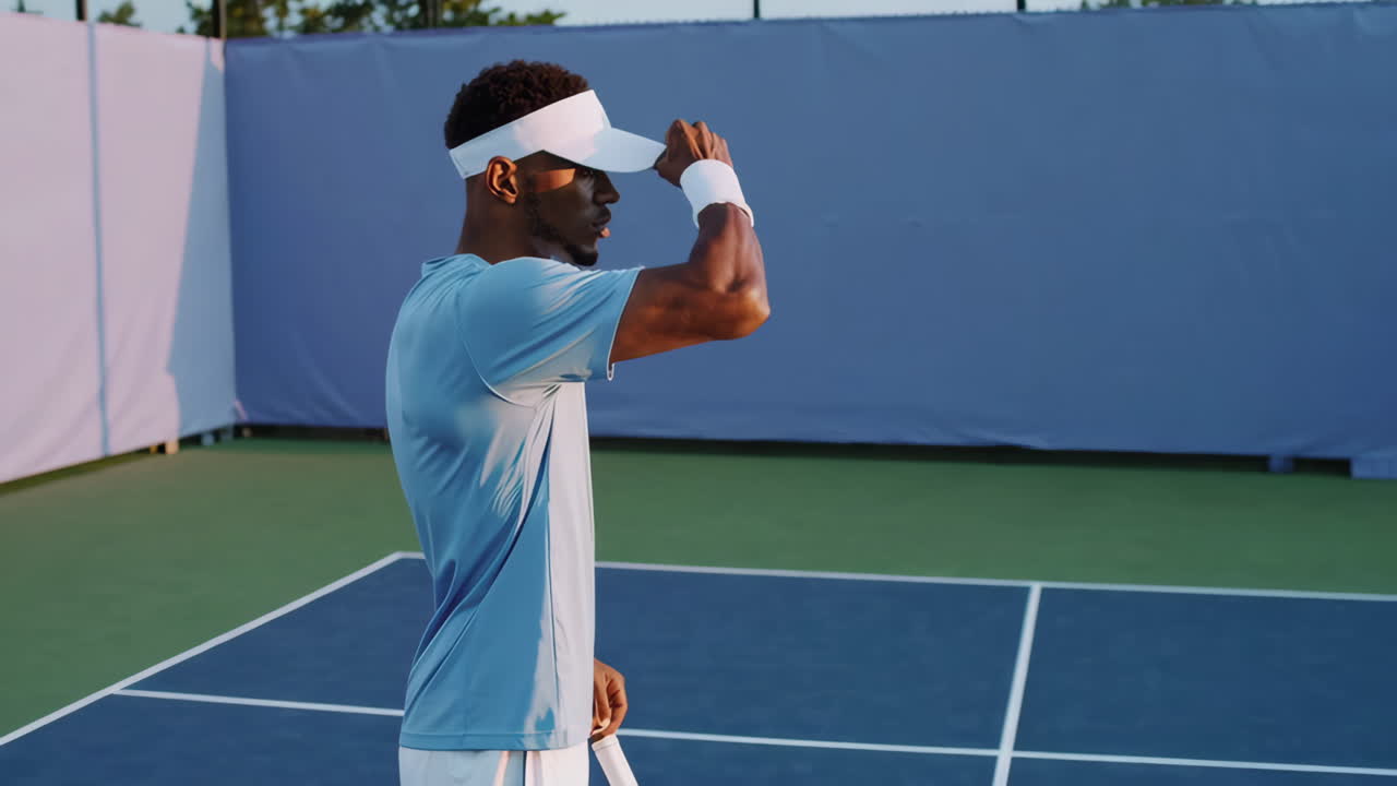 Professional Male Tennis Player on an Outdoor Court