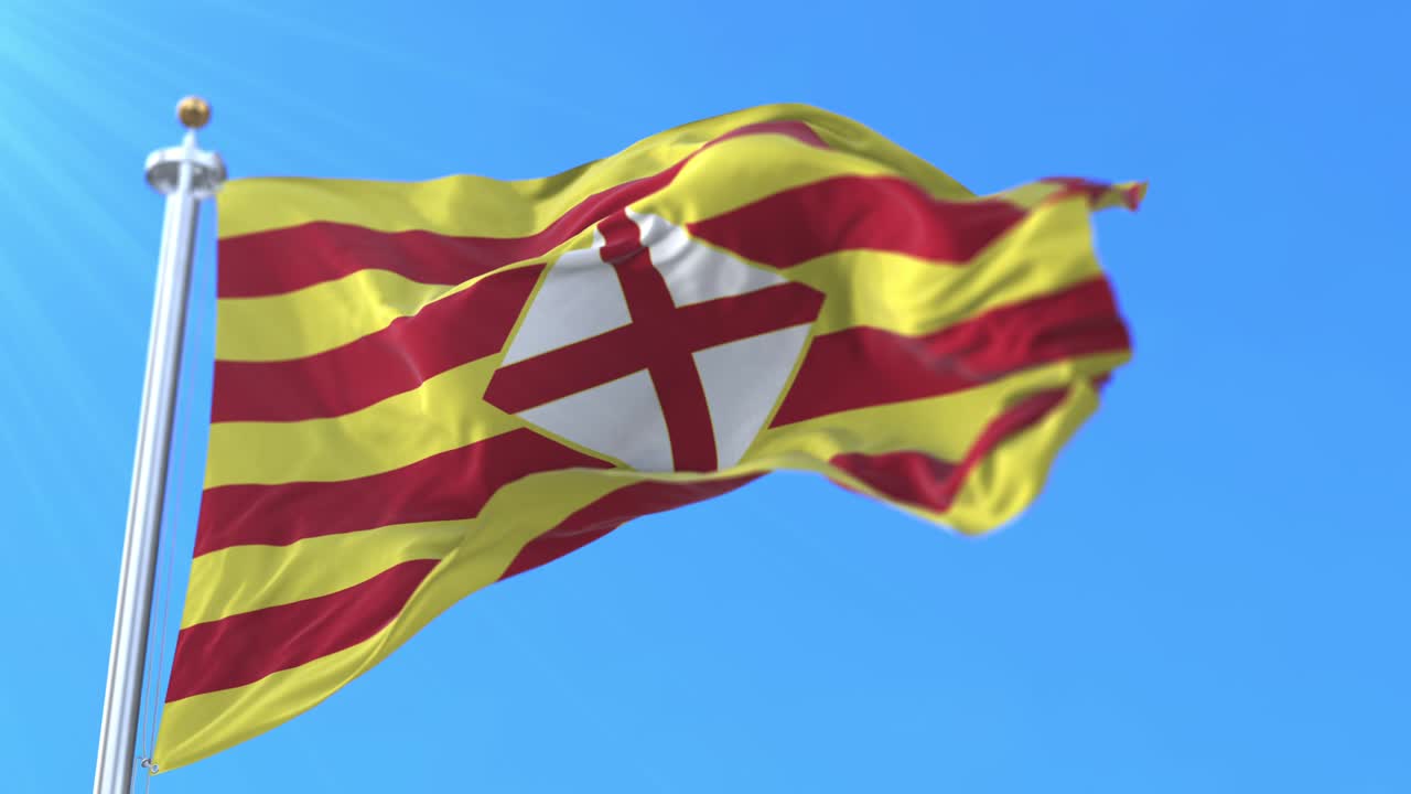 Bandiera della provincia spagnola di Barcellona in Catalogna, Spagna - Loop
