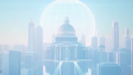 futuristic cityscape with dome building