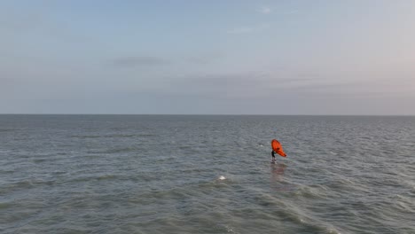 chasing windsurfer with a drone in portland, texas