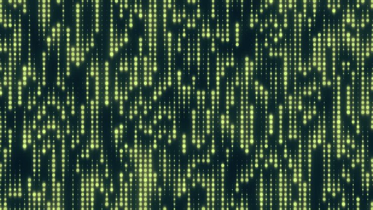 Abstract Digital Data Flowing Green Dots Background