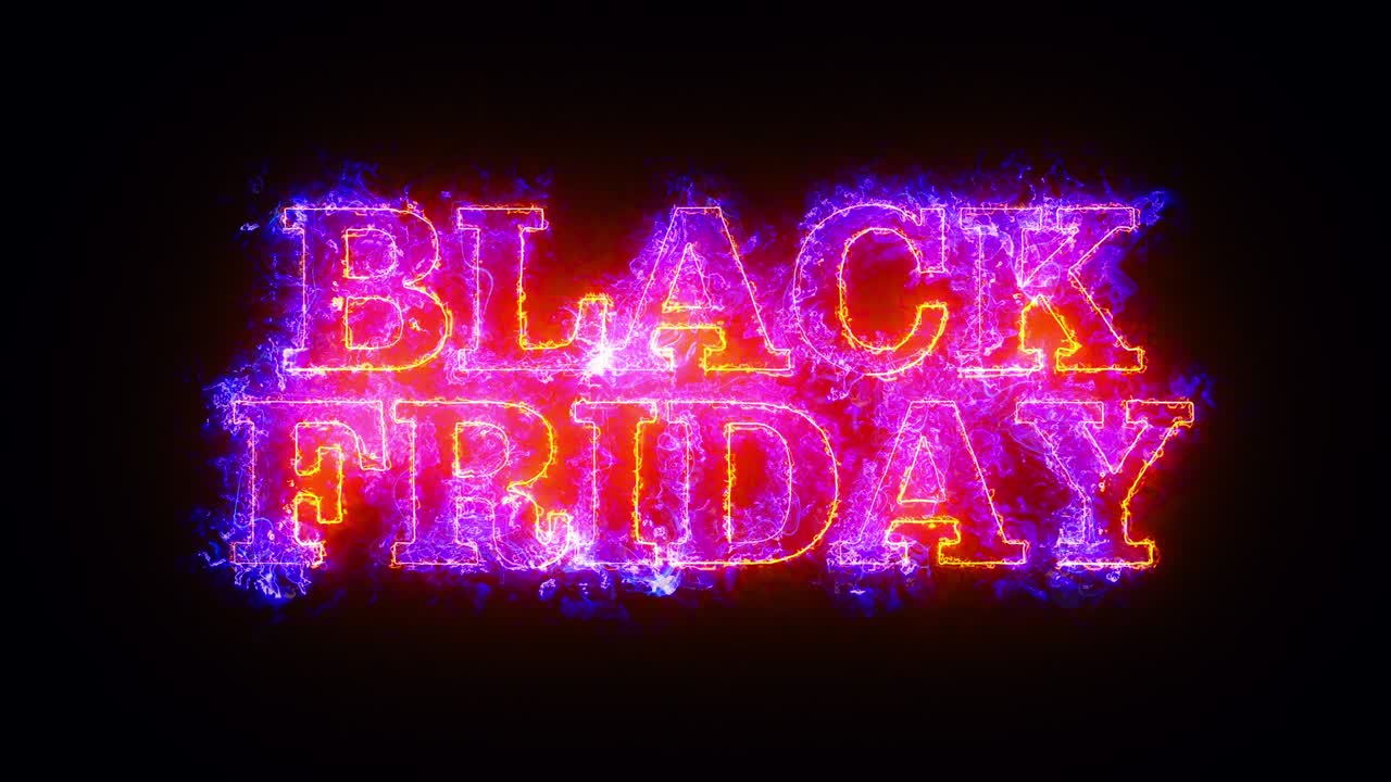 Black Friday text fire line text loop animation