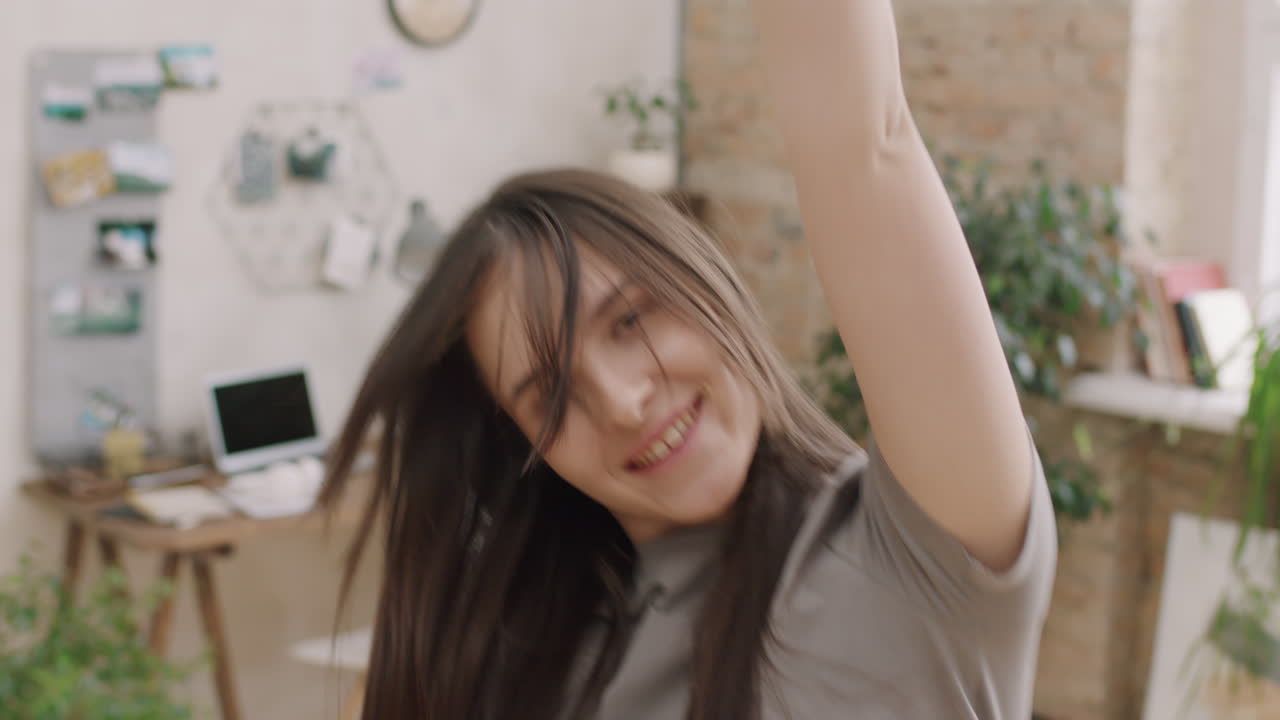 Portrait of Woman Dancing before Camera