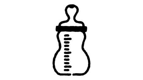 baby bottle doodle line icon animation