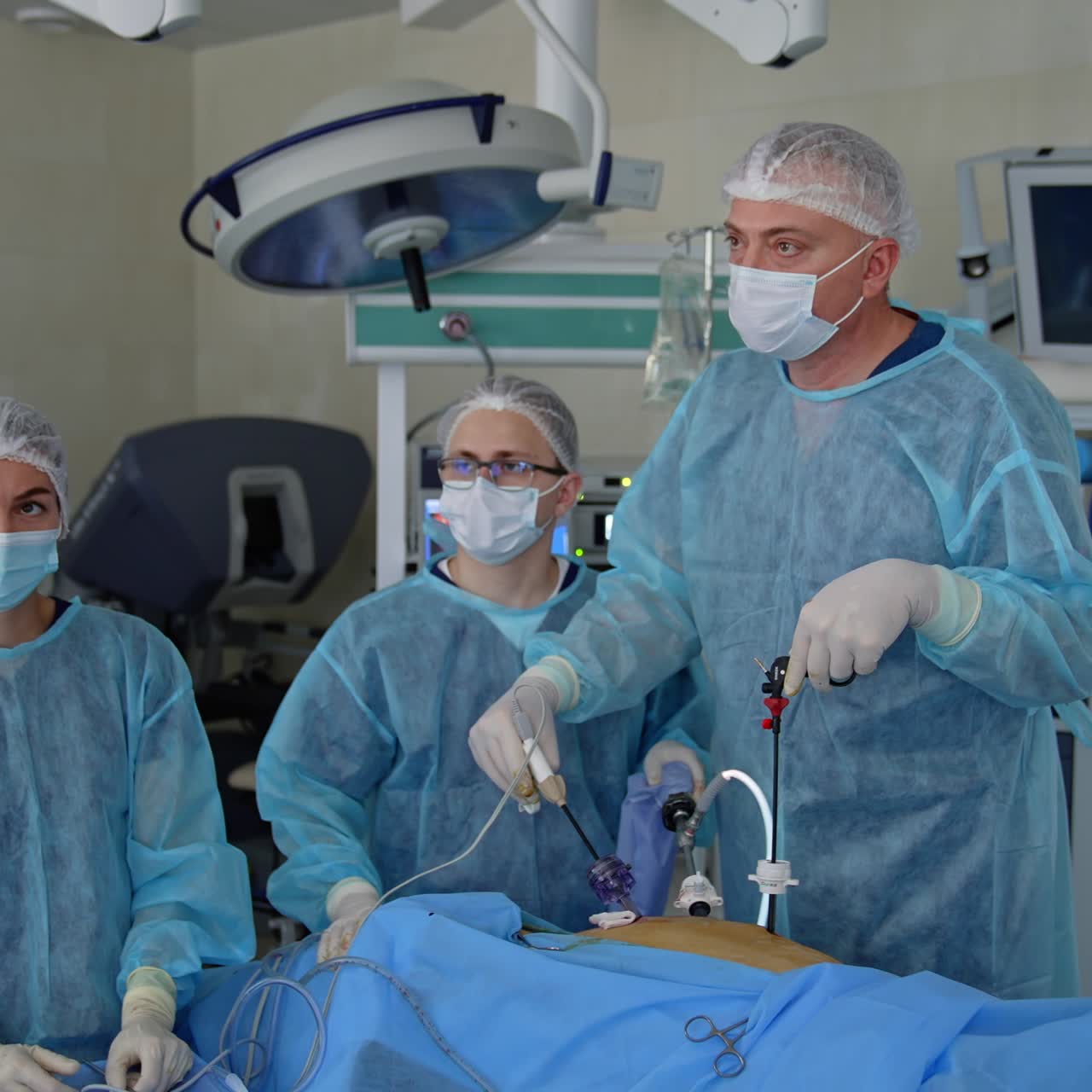 Teamwork and medical people concept. Medicine surgery specialists working in emergency ward