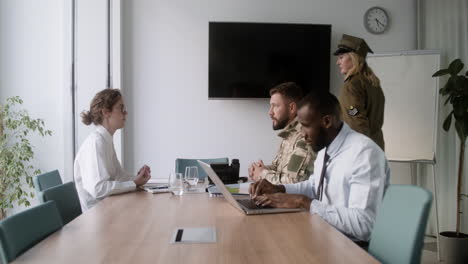 meeting in a military office