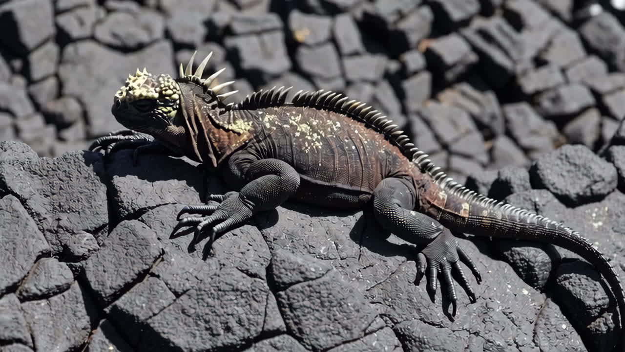 Galapagos Marine Iguana on Volcanic Rock