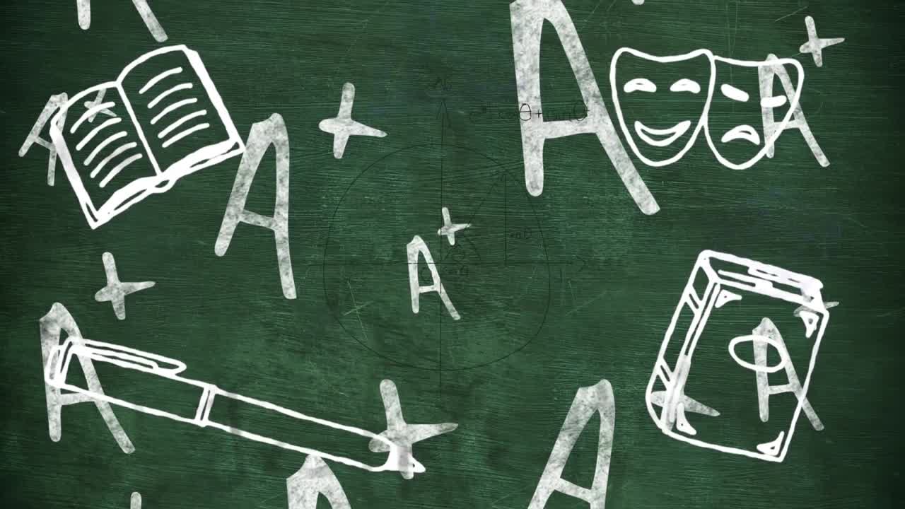 수학 방정식 위에 있는 학교 아이콘의 애니메이션