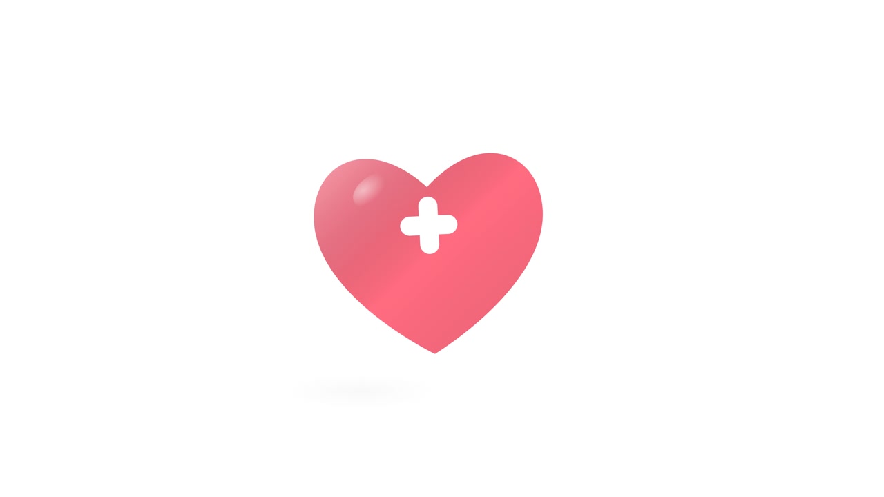 Icona a Cuore Rosa Animata con Segno Più Bianco