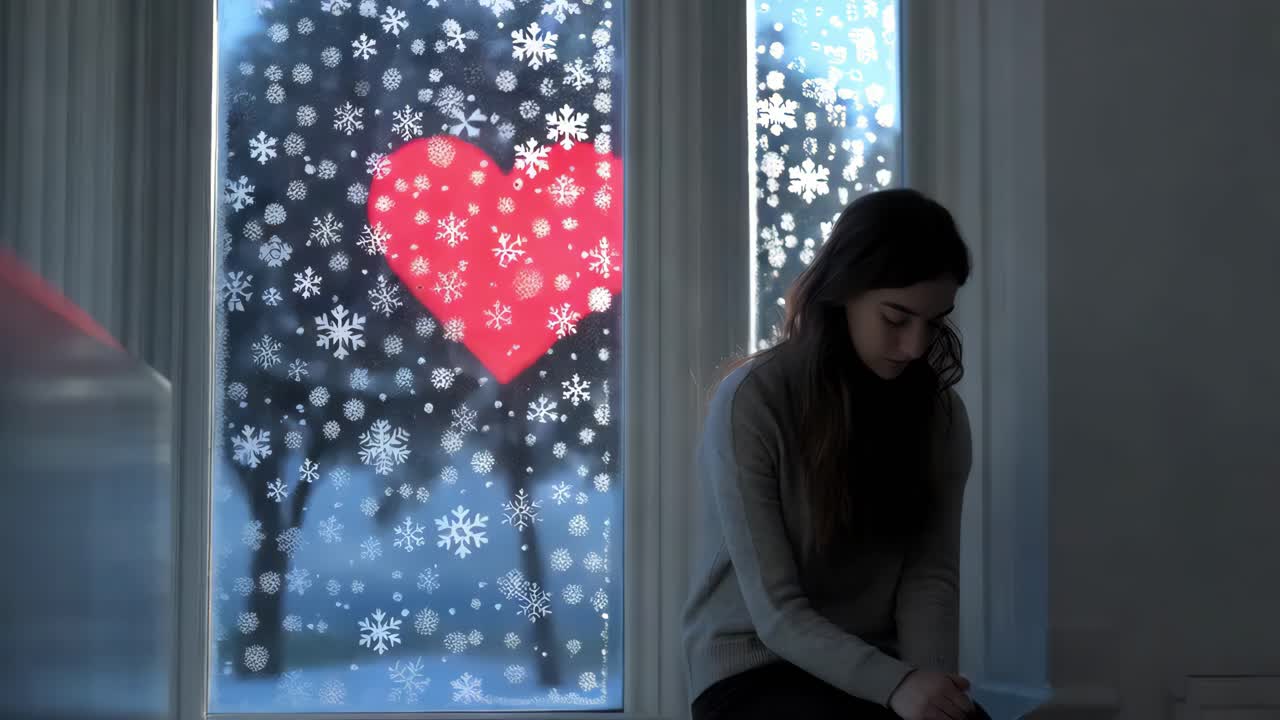 창문 의 슬픈 소녀