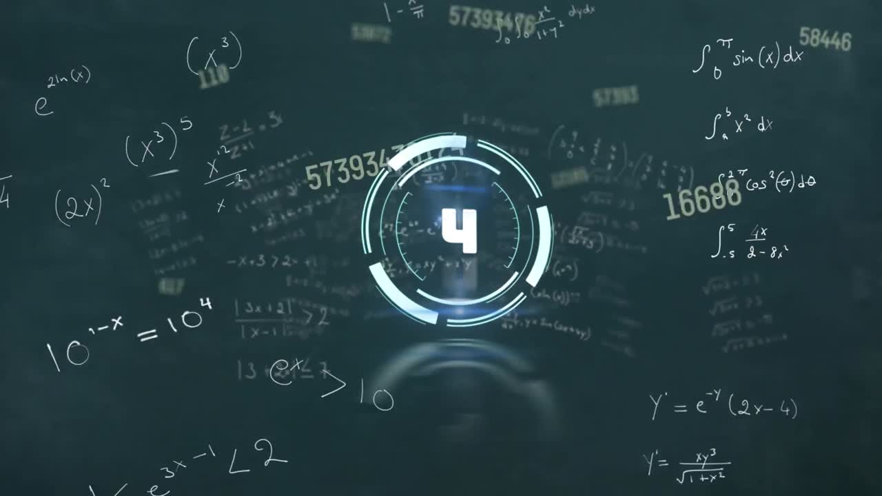 검은 바탕에 숫자의 애니메이션과 범위 스캐닝