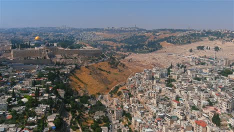 ras al-amud y la aldea de silwan con la mezquita de al-aqsa, aérea