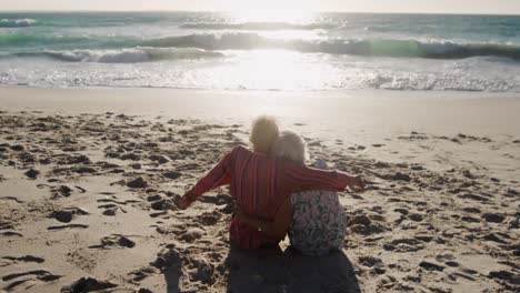 senior couple enjoying free time at the beach