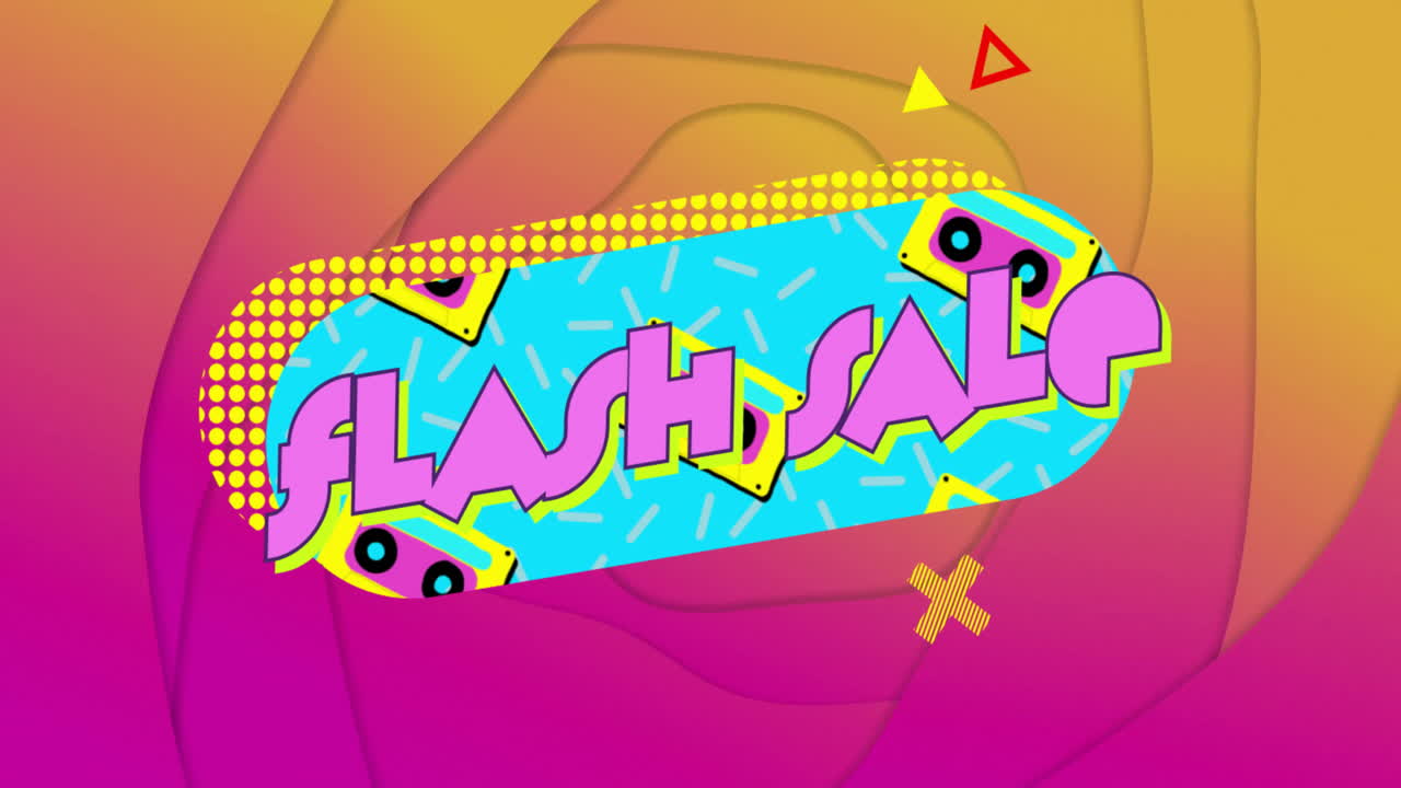 Flash Sale text on colorful abstract background with vibrant geometric patterns