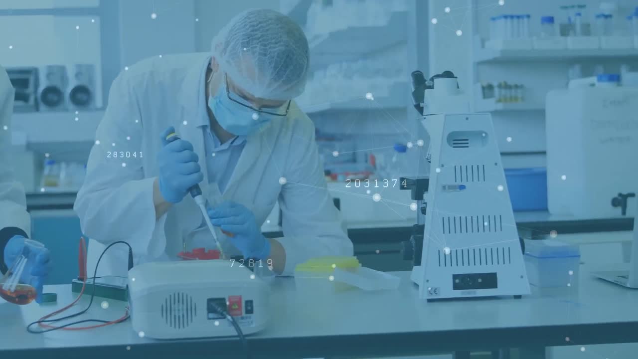 animación de la red de conexiones entre diversos científicos en el laboratorio