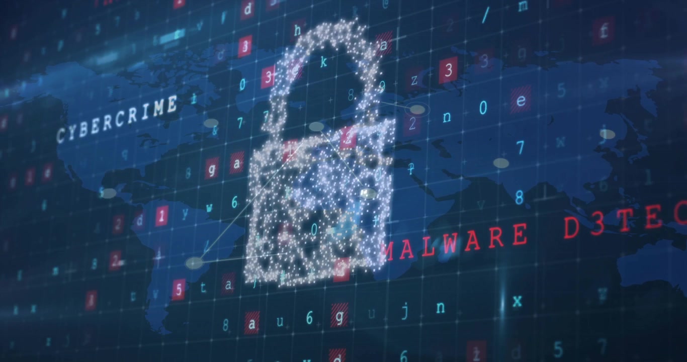 Map showing shifting nodes code flashing warning as shield transforming into lock securing network