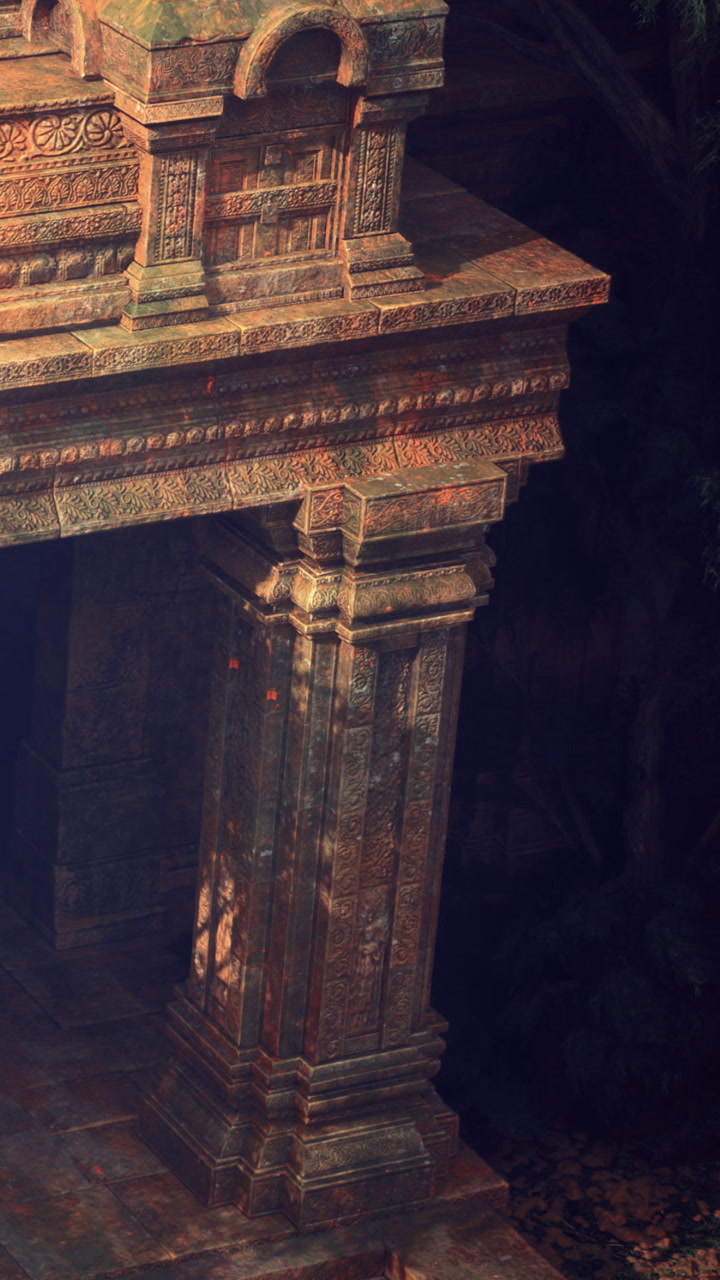 Ancient stone structure stands quietly in a forgotten forest