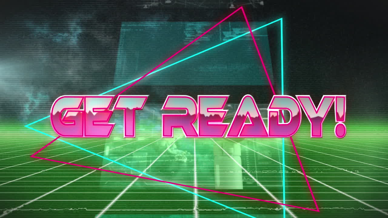 스크린과 함께 디지털 추상 공간에서 준비하는 애니메이션