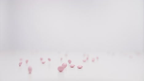 Rosenpillen,-Die-In-Zeitlupe-Auf-Weißen-Hintergrund-Fallen