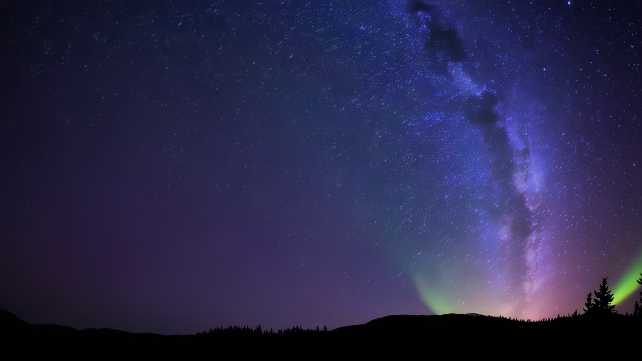 Auroras and Stars over Mountains