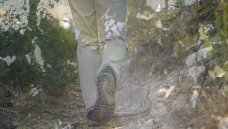 hombre caminando por el bosque