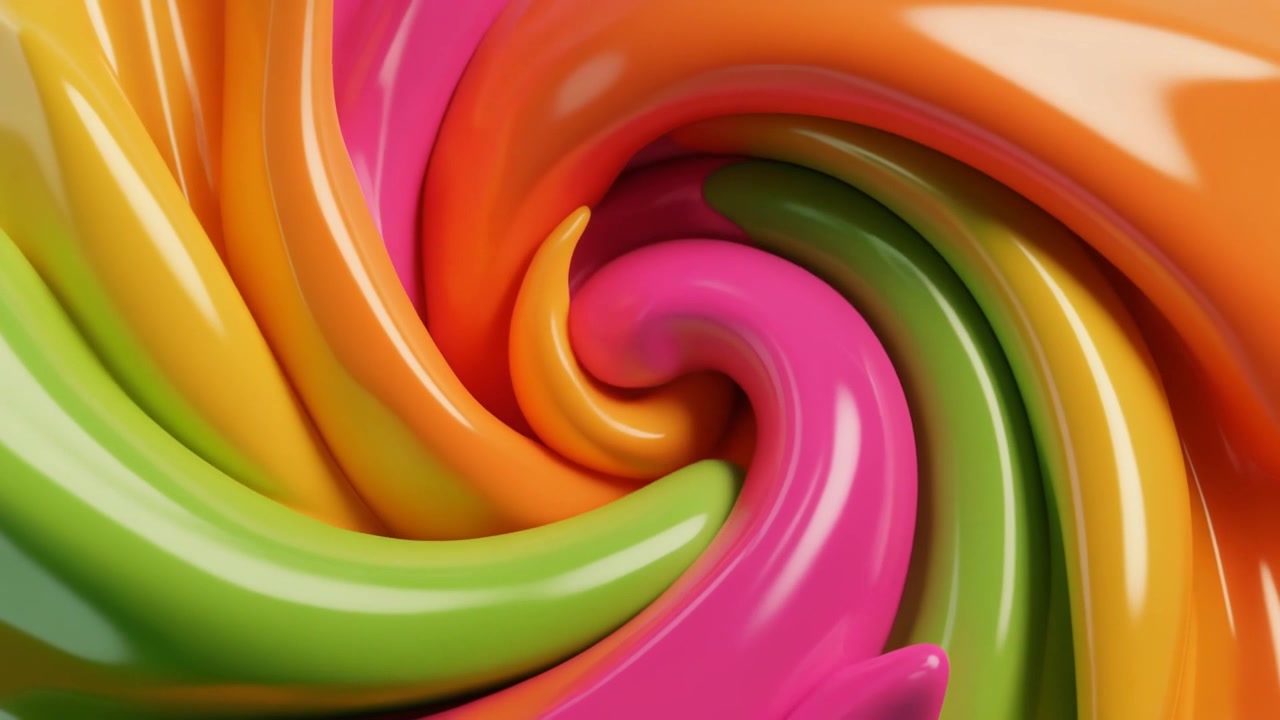 Animazione 3D astratta di liquido lucido colorato e vorticoso