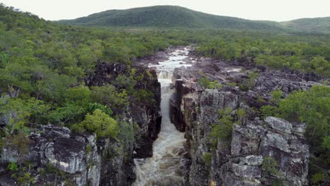 beautiful waterfall in chapada dos veadeiros - brazil