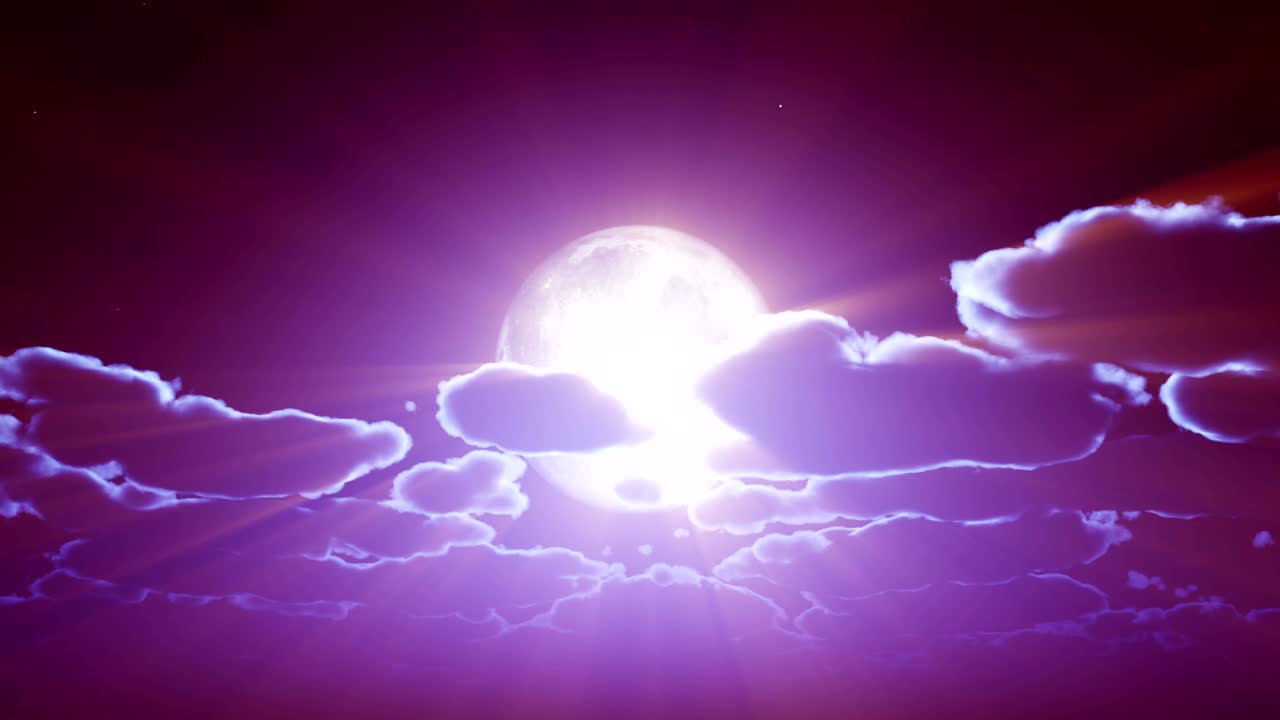 nubes en el cielo nocturno de luna llena 4k