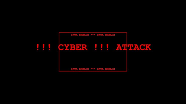 Waarschuwingsbericht cyberaanval op zwarte achtergrond
