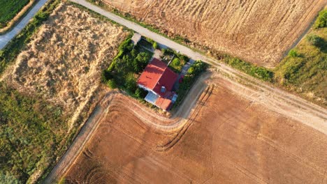 rural village in northern greece agriculture hay grain fields nature aerial drone landscape