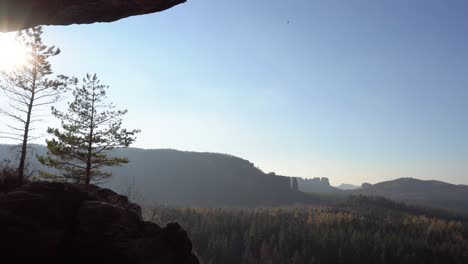 árbol-Frente-Al-Hermoso-Panorama-Del-Paisaje-De-La-Suiza-Sajona