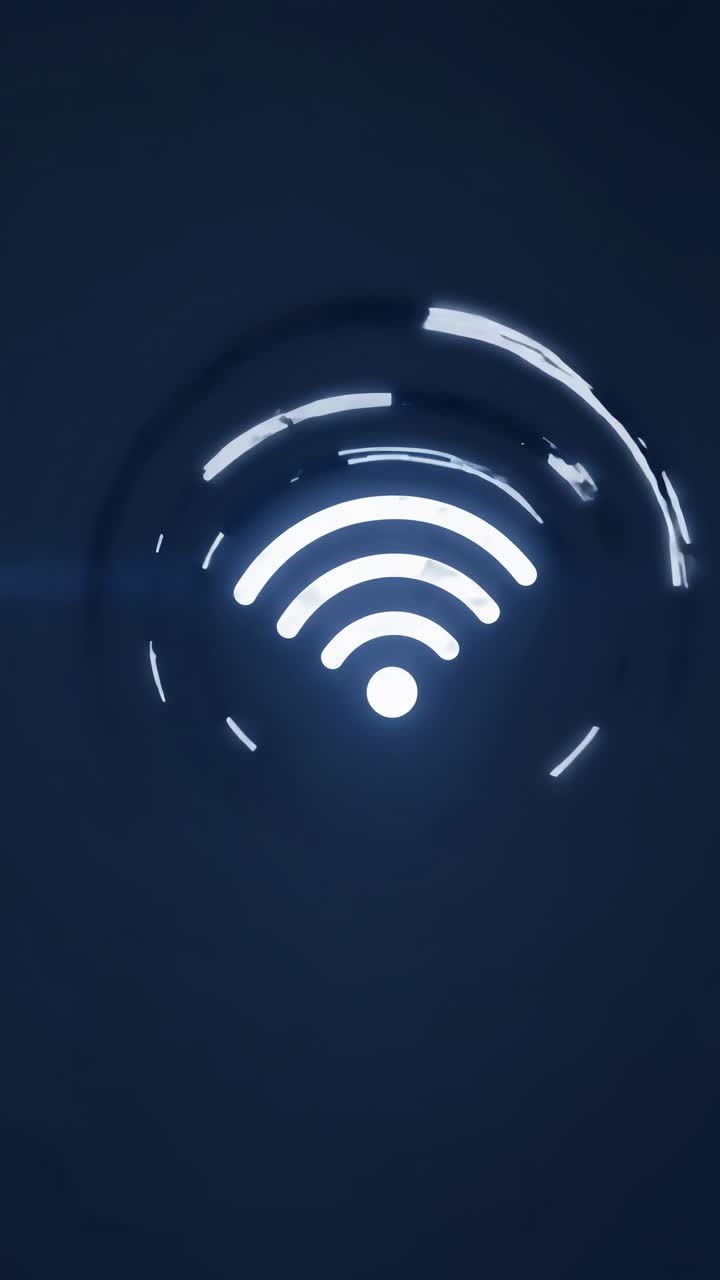 Un concetto video futuristico con un simbolo Wi-Fi luminoso