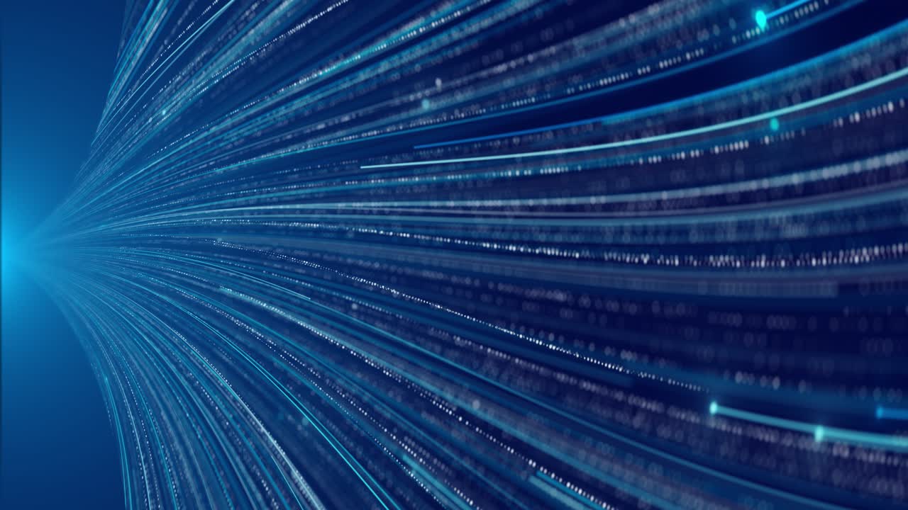 3d dynamic digital cyberspace filled glowing particles interconnected lines representing highspeed