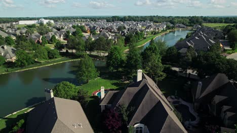 aerial view of a luxurious suburban neighborhood