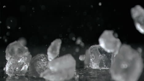 ice hitting in super slow motion ice cubes