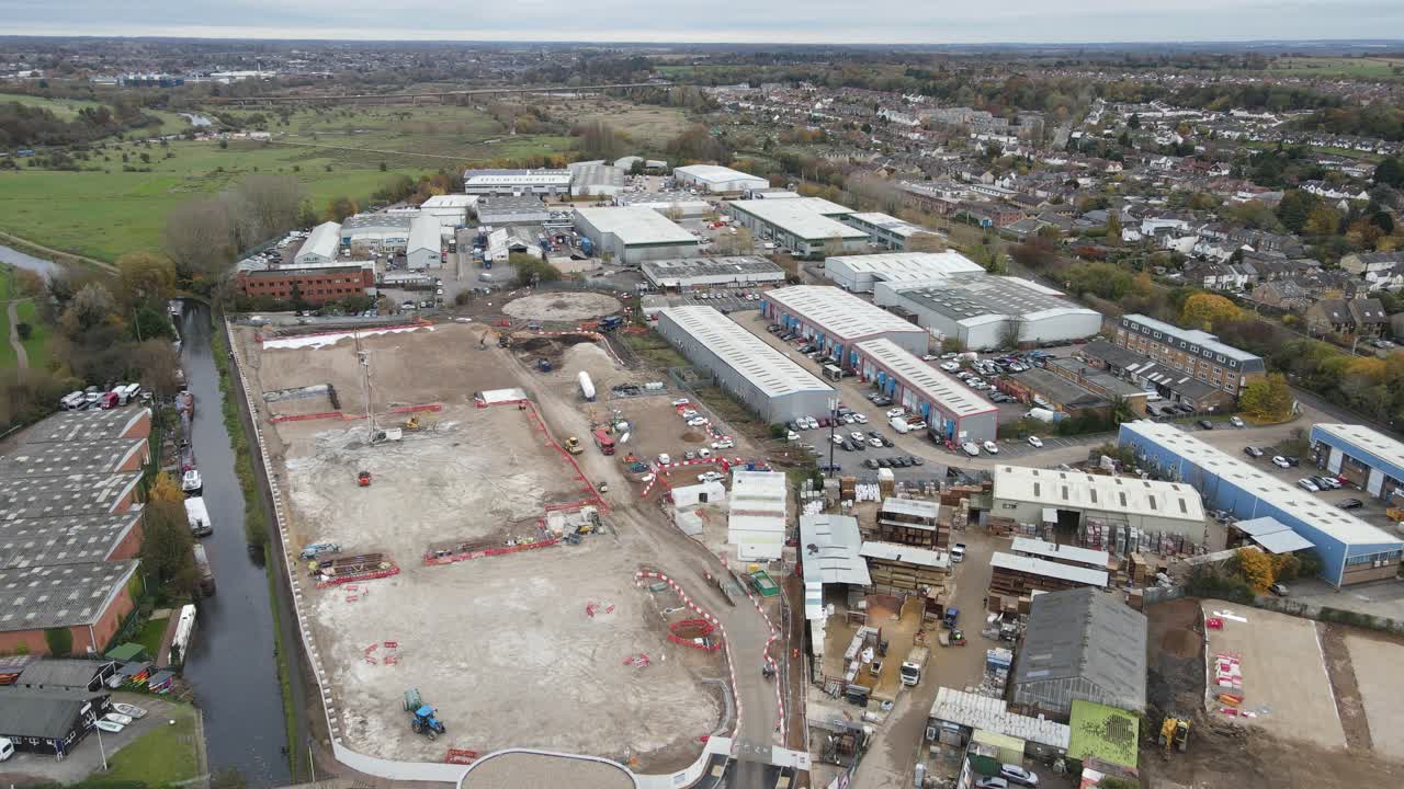 polígono industrial de mead lane, hertford uk drone view