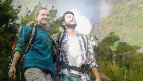 backpacker couple in nature