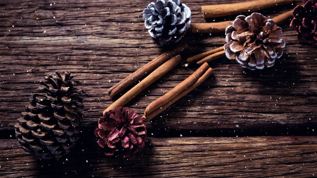 Falling snow with Christmas decoration