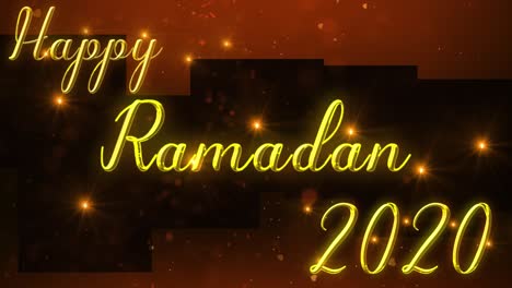 happy ramadan background with golden elegant lighting text.