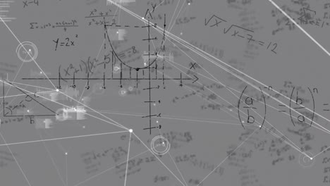 animation of network of connections with equations and data processing