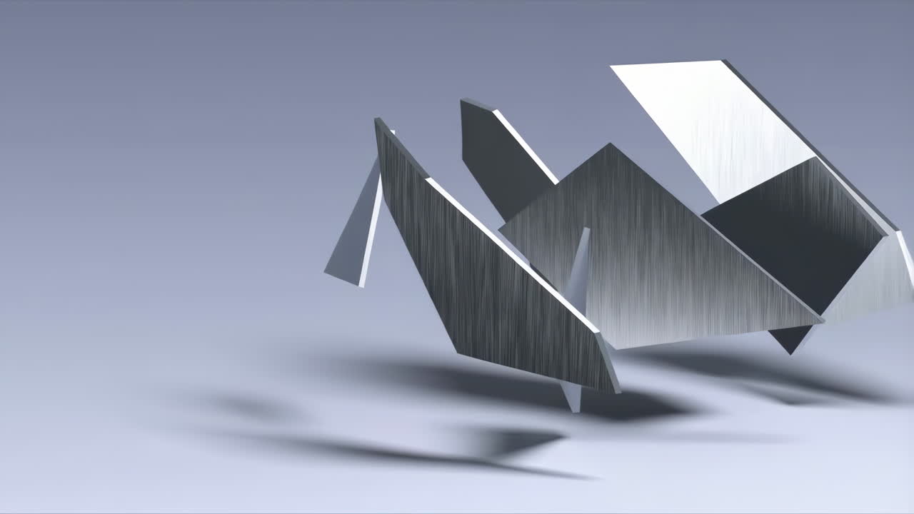 Abstract 3D Render of Interlocking Metallic Geometric Shapes