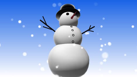 snowman with falling snow background loop 4k screensaver for christmas and winter parties